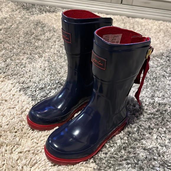 Joules Shoes Joules Bow Rain Boots Size Us Red And Black Poshmark